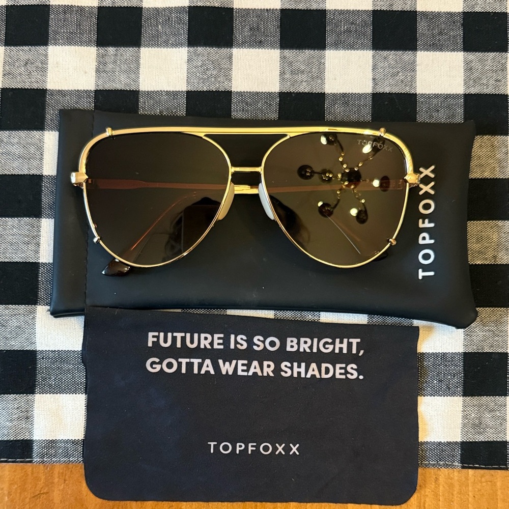 Topfoxx Cristina Tangle Free Faded Brown & Gold Aviator Sunglasses